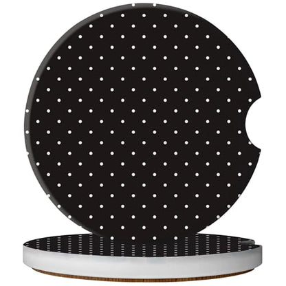 2 Pack Car Coasters for Cup Holders, Cute Car Accessories Interior (Black Polka Dots) - color: Black Polka Dots
