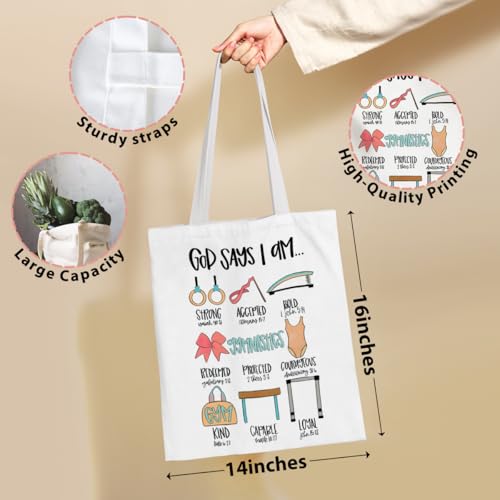 VICBOU Bible Verse Canvas Tote Bag, Inspirational Religious Christian Gifts for Women Men Canvas Tote Reusable Grocery Bags - color: Godsays01