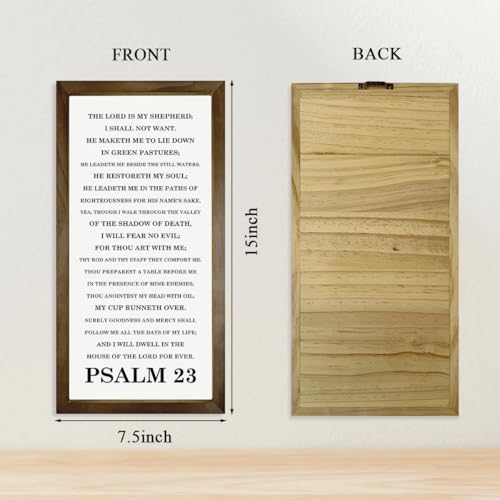 Christian Hanging Framed Signs, Wall Decor Art, Farmhouse Wood Framed Sign 15×7.5×0.3 inches, Religious Artwork for Home Church, Bible Verse Decor, The Lord is My Shepherd Sign - color: color 07