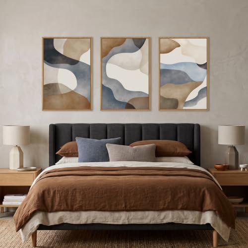 Aryroi Abstract Watercolor Block Framed Canvas Wall Art Set- 24"x36"x3 - color: Earth Tone Abstract Wall Art, size: 24"L x 36"W