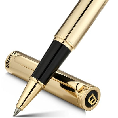 BEILUNER Luxury Gold Rollerball Pen, Stunning Pens with 24K Gold Finish, Noble and Elegant Designs,Schneider Ink Refill, Fancy Gift Set for Men & Women, Executive Writing, Office, Nice Graduation Gift - color: ,Gold
