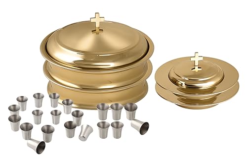 Communion Set for Church - Two Communion Trays & Two Bread Plates with Lid