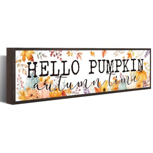 Fall Wall Decoration, Hello Pumpkin Sign Rustic Farmhouse Home Decor - color: Fall Sign 4
