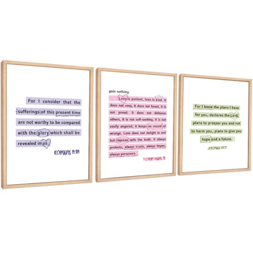 Set of 3 Poster Bible Verse Wall Art,1 Corinthians 13 Christian Wall Decor - color: For I Know the Plans I Have for You