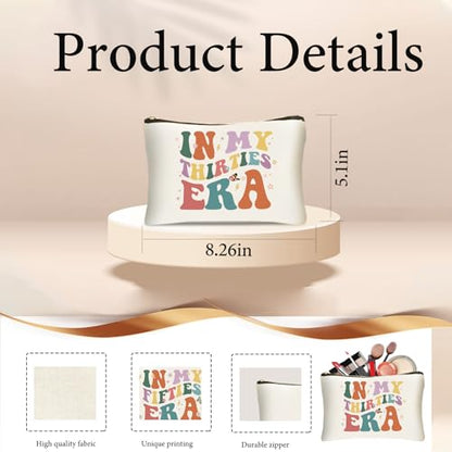 DHQH 30th Birthday Gifts for Women, 1995 Happy 30th Birthday Gifts Ideas for Mom Sister Friend Wife Aunt Daughter Coworker, Canvas Tote Bag with Makeup Bag - style: Baga Thirtis