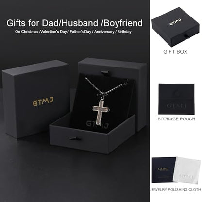Wooden Cross Necklace for Men With Stainless steel And Black Ebony Adjustable Box Chain 24–26 inches Suitable for Everyday Wear And Christian Gifts for Men - color: Black-K