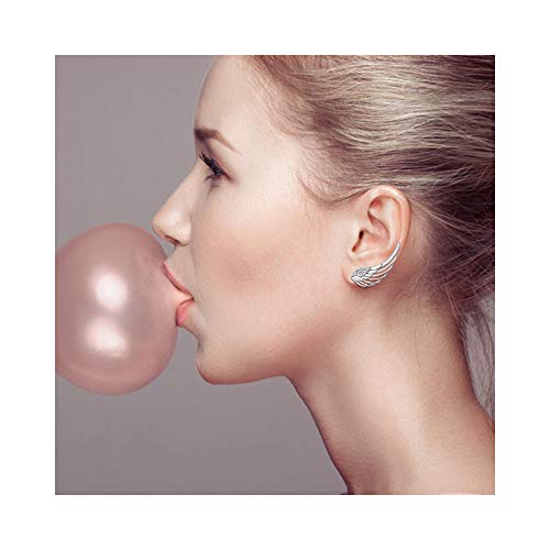 Angel Wings CZ Ear Climber Earrings S295 Sterling Silver Cuff Crawler Hook Studs for Women Daugther