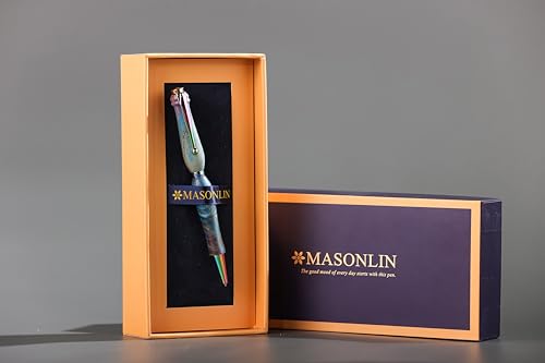 Hand Crafted Masonlin Series Ballpoint Luxury Pen, Blue White Ash With Colorful Titanium Fine Writing Instrument, Elegant Writing Pen With Gift Box, Appreciation Gifts for Men Women - color: Blue