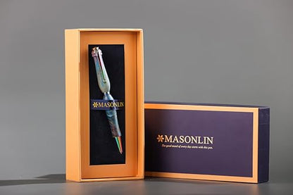 Hand Crafted Masonlin Series Ballpoint Luxury Pen, Blue White Ash With Colorful Titanium Fine Writing Instrument, Elegant Writing Pen With Gift Box, Appreciation Gifts for Men Women - color: Blue
