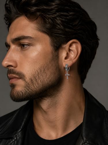 Cross Earrings 925 Sterling Silver Cross Dangle Earrings Christianity Jewelry Gift for Men Women - style: Celtic Knot-Black