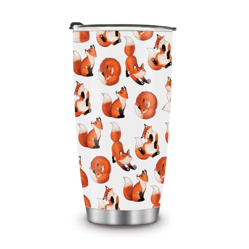 WIRESTER 20 OZ Stainless Steel Tumbler With Lid, Double Wall Vacuum Insulated Tumbler, Coffee Travel Mug Cup for Hot Cold Drinks - Red Fox Funny Playful Postures - color: Red Fox Funny Playful Postures