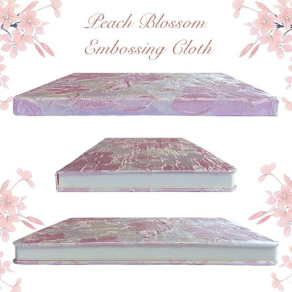 Pink Notebook, A5, Ruled Journal, Hardcover, Lay-flat, Embroidered Flower Journal, Beautiful Journal, Cute Notebooks for Women, Gift for Her, Writing Journal, Gratitude Journal, Peach Blossom - color: Flower-Peach Blossom