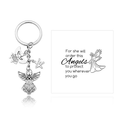 Angel Keychain for Friend Family Baptism Religioca Gifts Stainless Steel Inspirational Christian Key Chain for Religioca Believer Faith Spiritual Easter Gift