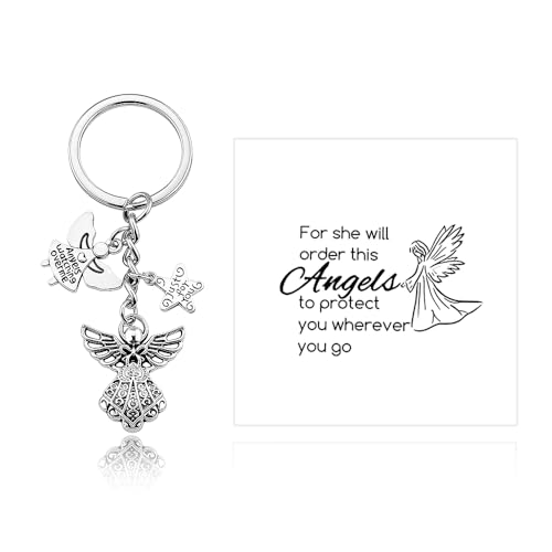 Angel Keychain for Friend Family Baptism Religioca Gifts Stainless Steel Inspirational Christian Key Chain for Religioca Believer Faith Spiritual Easter Gift