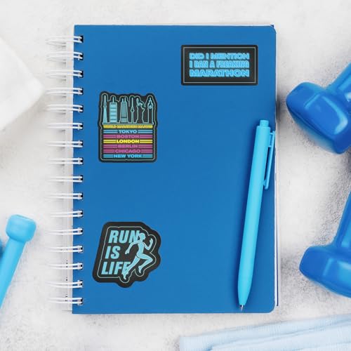Running Stickers 34 Pack Neon, Water Bottle and Laptop Decals, Marathon - style: Neon