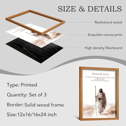 HCJWCXD 3Pcs Framed Christian Wall Art Bible Verse Canvas Prints 12x16Inch - color: Bible Verses Wood Framed, size: 12x16 Inches