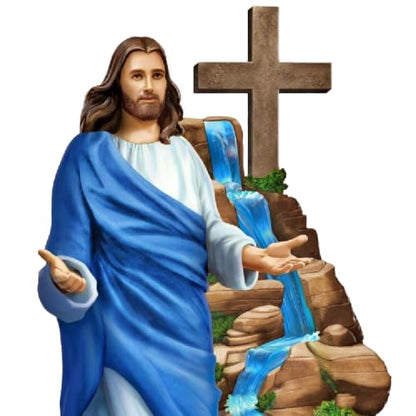 The Bradford Exchange The Good Shepherd Light of Faith Illuminated Sculpture Handcrafted Religious Home Décor with Crystalline Water Feature 12-inches
