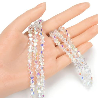 250pcs Czech 6mm (0.24 Inch) Faceted Bicone Crystal Glass Loose Beads Spacer Bulk Crystal AB for DIY Craft Jewelry Making CCB602 - color: Crystal Ab, size: 6mm - 250pcs