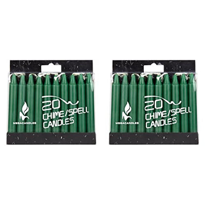 Mega Candles Unscented Mini Taper Chime Spell Candles 40 Count 4" x 1/2" - color: Green, size: 40 Pieces