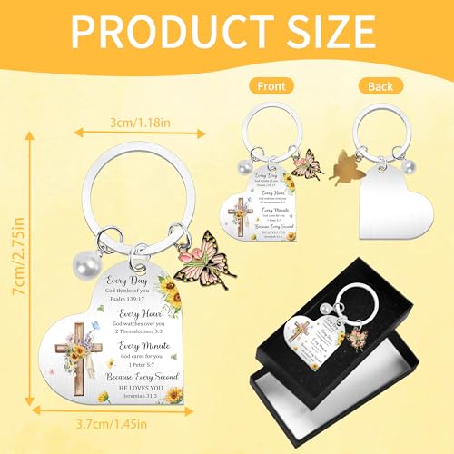 Inspirational Keychain for Women, Appreciation Gift for Mother Daughter Best Friend, Christmas Key Ring - style: Cross Floral