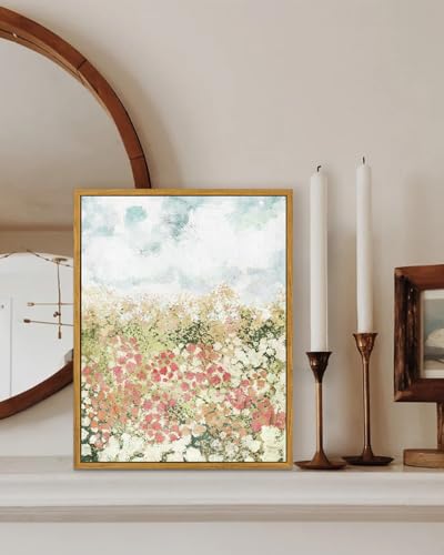 KBKBART Framed Country Wildflower Canvas Wall Art Spring Flower Prints - color: Spring Flower, size: 24"L x 16"W