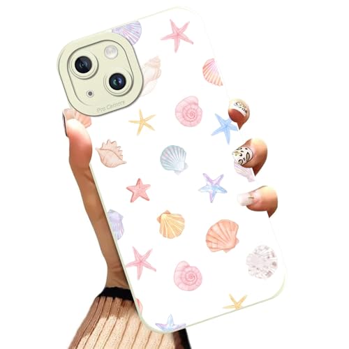 Summer Beach Seashell Starfish Phone Case for iPhone 14 Case Girly Pattern Shockproof Soft Protective for Women Men Phone Cover Funda for iPhone 14 6.1 Inch - color: Shell, size: for iPhone 14