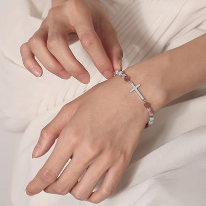 Crystal Cross Bracelet for Women Teen Girls Christmas Birthday Gifts - style: Sister in Christ