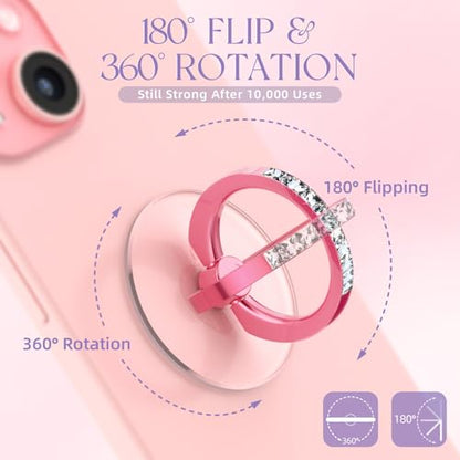 2 Pcs Jsoerpay Clear Phone Ring Holder with Diamond, Pink - color: 2 Pink Diamond