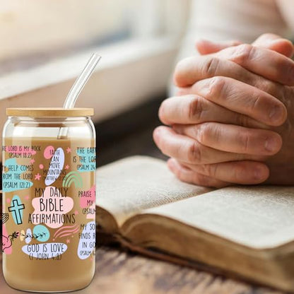 Christian Gifts For Women, Easter Basket Stuffers, 16oz Glass Cups