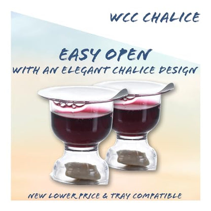 Chalice Prefilled Communion Cups 100 Count | Concord Grape Juice & Bread | Elegant Church-Ready Design | Tray & Seatback Pew Compatible - size: 100 Count (Pack of 1)