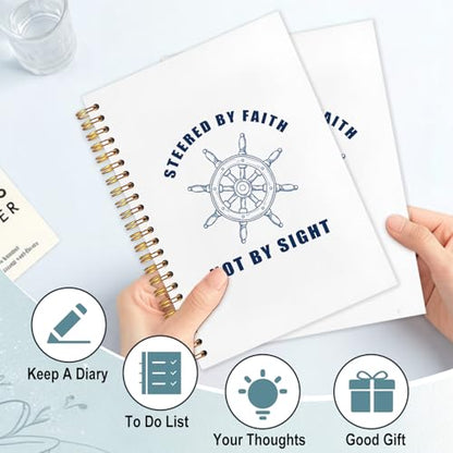 Nautical Christian Spiral Notebook 5.5x8.3 - color: White Nautical Christian Rudder