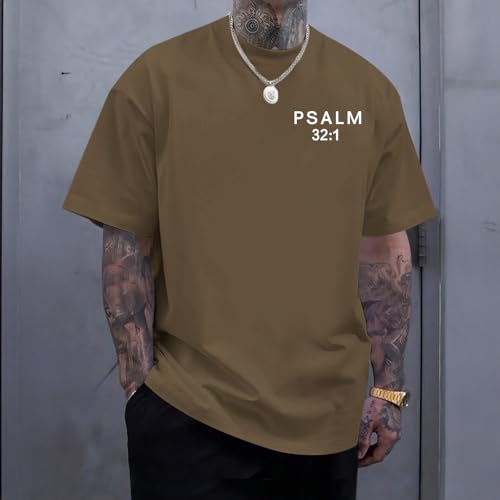 Christian Jesus Shirts for Men God Religious Faith Shirt Bible Verse Inspirational Oversized Graphic Tees Tops - color: Brown, size: Medium