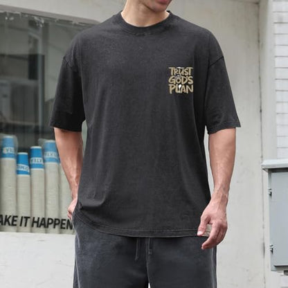 BINTEHGS Oversized Christian T Shirts for Men Jesus Trust Gods Plan Shirt - color: Black, size: Small