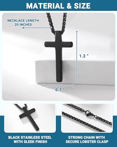 Birthday Gift Cross Necklace for Boy 8–30 Year Old with Joshua Card - style: 10th birthday