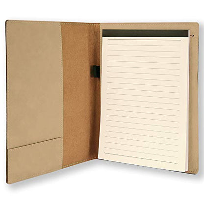 Small 7" X 9" Portfolio Notepad, Christian Cross, Personalized Engraving Included (Light Brown) - color: Light Brown, size: Small 7 X 9