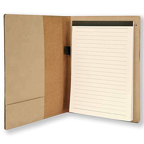 Small 7" X 9" Portfolio Notepad, Christian Cross, Personalized Engraving Included (Light Brown) - color: Light Brown, size: Small 7 X 9