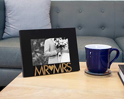 Isaac Jacobs 4x6 Black Wood Sentiments Mr&Mrs Picture Frame - color: Black, size: 4x6