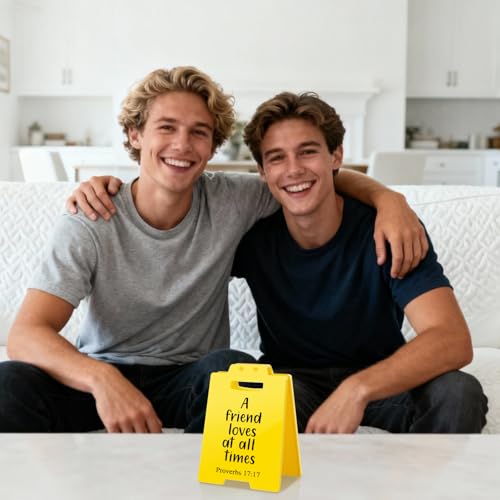 Christian Bestfriend Friend Gifts - A Friend Loves at All Times, Quote Proverbs 17:17, Bible Verse Religion Desk Sign Best Friend Gift for Women Men Bestie Galentines Valentines Day Birthday - style: A Friend Loves at All Times