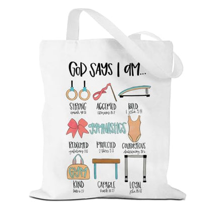 VICBOU Bible Verse Canvas Tote Bag, Inspirational Religious Christian Gifts for Women Men Canvas Tote Reusable Grocery Bags - color: Godsays01