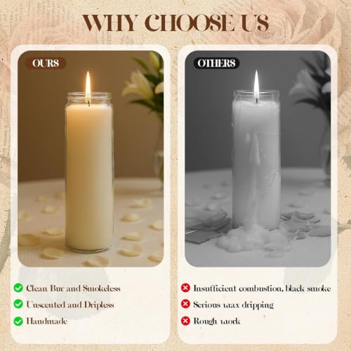 12-Pack of 2x8 Inch White Candles in Glass, Unscented Prayer Candle,Suitable for Various Occasions Such as:Memorials,Religious,Catholicism,Churches,Altars,Vigils,etc.