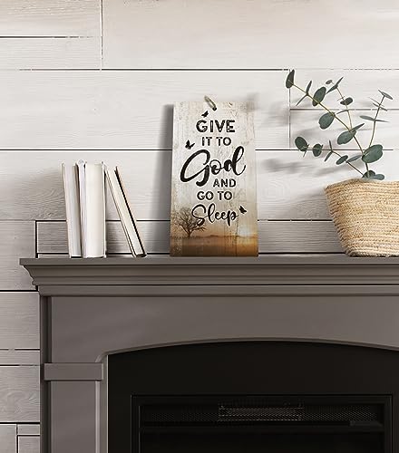 YZEXEZY Bedroom Decor-Give It to God and Go to Sleep Sign12"x6"Rustic Room Ruler Sign Christian Bible Verses Wall Art Gifts - style: Give It to God and Go to Sleep