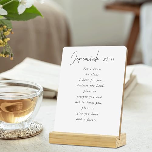 MUBIAO I Know the Plans Bible Verse Desk Decor Rustic Wood Plaque with Stand, Jeremiah 29:11 Scriptures Decor, Christian Wood Sign, 4x5 Inches - color: Multicolor450