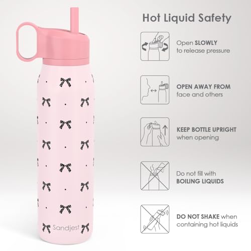 Bow Stainless Steel Water Bottle with Twist Lid 20oz, Travel Insulated Water Bottles for Sports & Gym, Gift for Women Girls Friends Birthday Christmas - color: Bow 3
