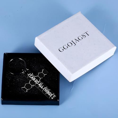 GGOJAGST Christian Cross Keychain for Men Baptism Gifts for Boys Football Christian Keychain for Men Communion Bible Verse Soccor Christmas Stocking Stuffers
