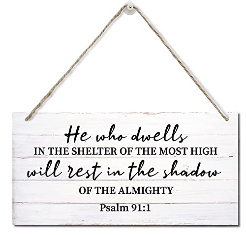 Psalms 91 Christian Wall Decor Sign, Printed Wood Plaque Sign Wall Hanging, Christian Signs For Home Decor Wall, Spiritual Wall Decor Gift, Scripture Wall Art, Farmhouse Decor Wall Art Sign 12" x 6"
