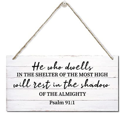Psalms 91 Christian Wall Decor Sign, Printed Wood Plaque Sign Wall Hanging, Christian Signs For Home Decor Wall, Spiritual Wall Decor Gift, Scripture Wall Art, Farmhouse Decor Wall Art Sign 12" x 6"