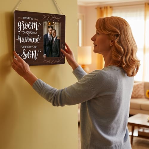 Groom Engagement Gifts Picture Frame, Father Mother of the Groom Gift, Today A Groom Tomorrow A Husband Forever Your Son Frames Fits 4x6 Photo - color: Gray
