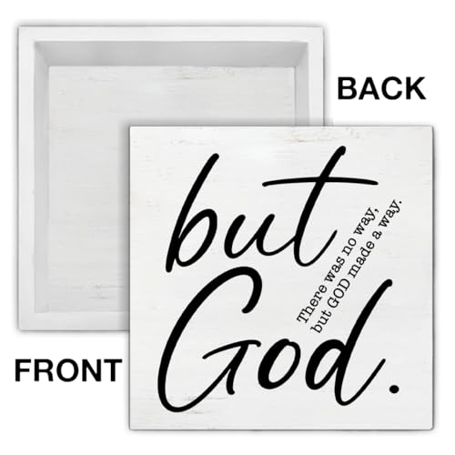 But God Wood Box Sign Christian Scripture Bible Verse Decorative Desk Sign Inspirational Home Prayer Room Shelf Tabletop Decor 5 X 5 Inches