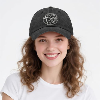 Christian Hats for Men Women, Jesus Baseball Cap, Adjustable Cotton Embroidered Christian Hats