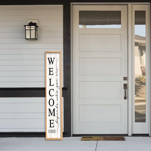 RLWangChao Welcome-ish Sign for Front Porch Standing, 45"X9", Wood White - color: Wood White Sign